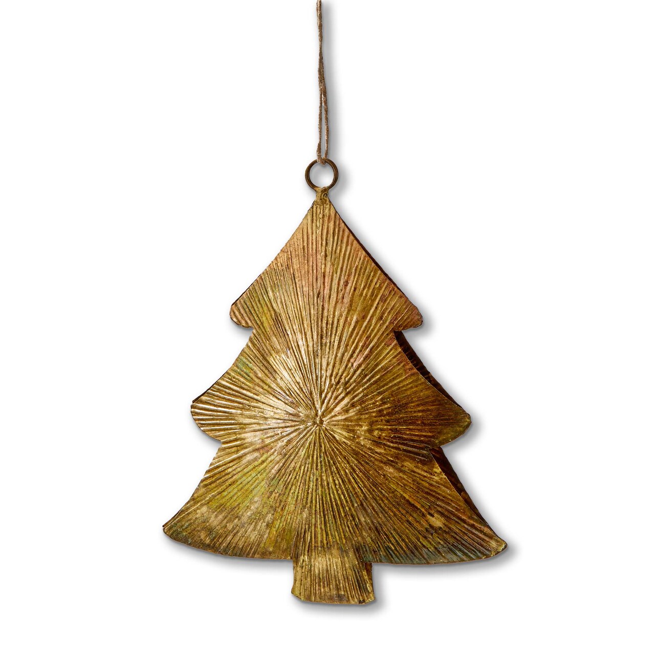 Antique Brass Gold Christmas Tree Metal Ornament - 4.9" L x 1" W x 6.25" H - Elegant Holiday Tree Decor